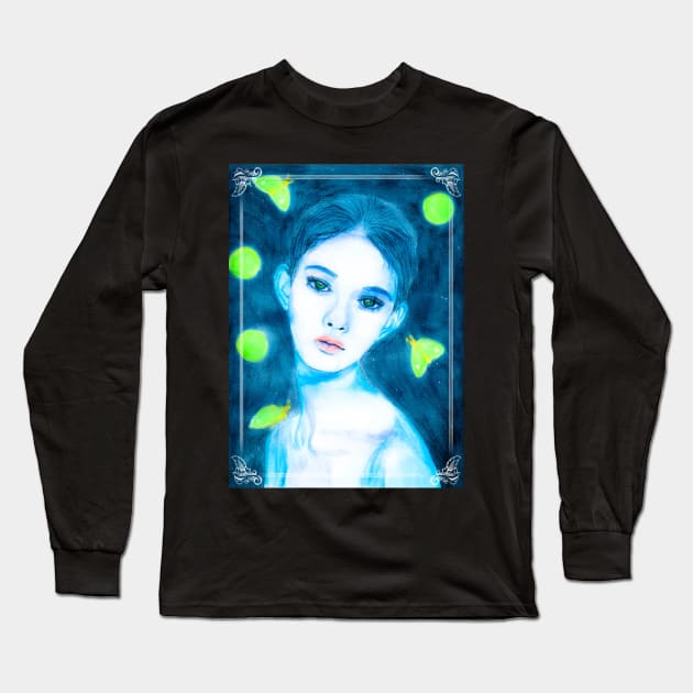 Moth Girl Long Sleeve T-Shirt by teenamarie23art